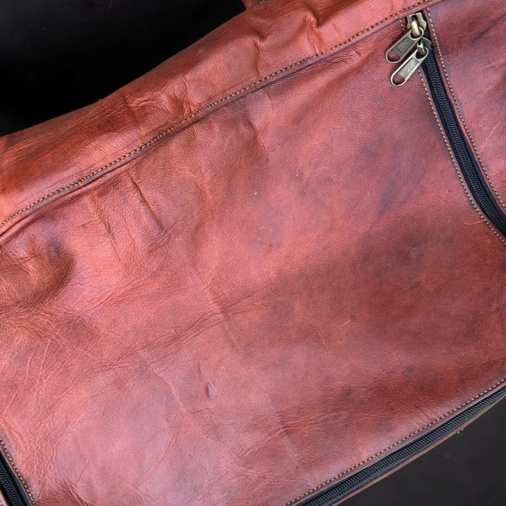 Komal's Passion Leather Duffel Bag Unisex Large Brown Good Rugged Travel Bag